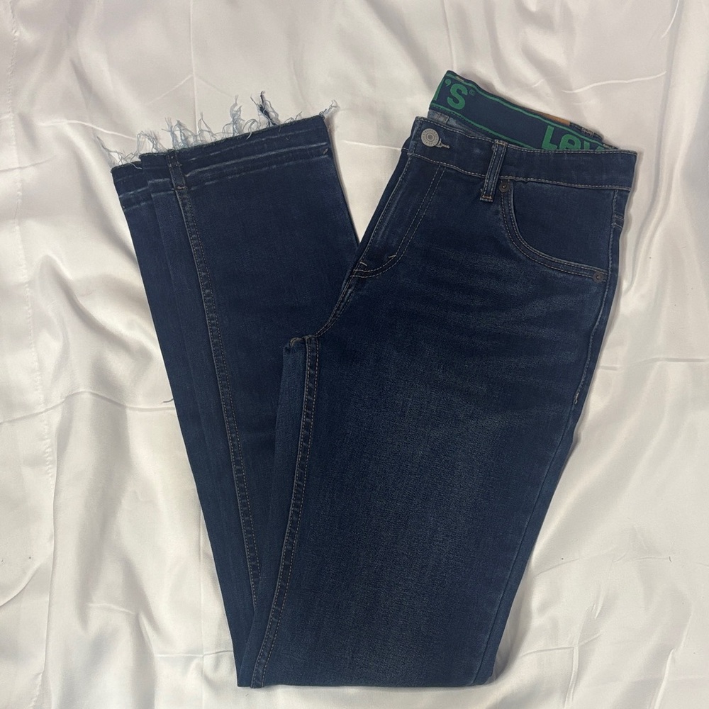 Levi's Deep Indigo Frayed Jeans